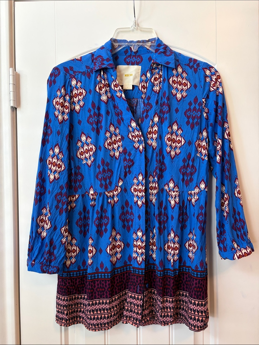 Maeve Bright Blue Printed Button-Down Tunic